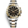 116503-0008 Rolex Oyster Daytona Steel Yellow Gold Diamond Black Dial Watch