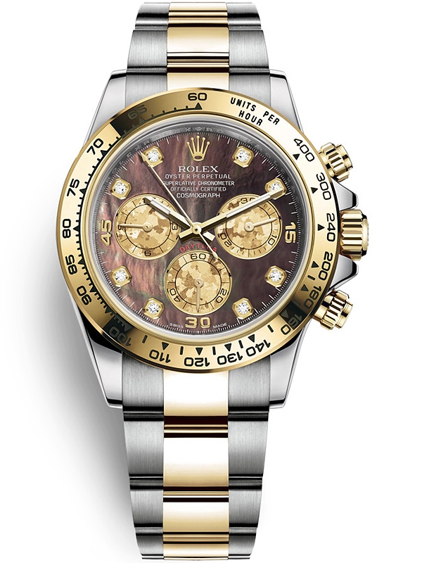 116503 Rolex Daytona Steel Yellow Gold Diamond Black MOP Watch