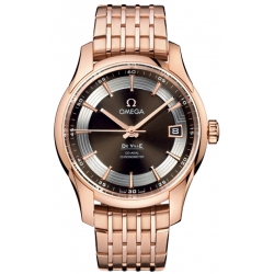 Omega De Ville Hour Vision Mens Gold Bracelet Watch 431.60.41.21.13.001