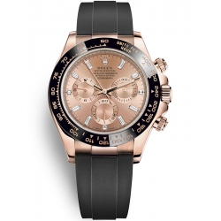 116515LN-0016 Rolex Oyster Cosmograph Daytona Everose Gold Diamond Pink Dial Rubber Watch