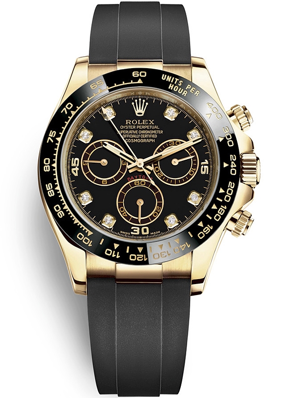 18K Yellow Gold Diamond Black Dial Watch