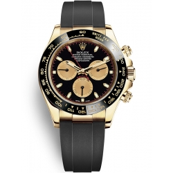 116518LN-0039 Rolex Oyster Cosmograph Daytona Yellow Gold Black Champagne Dial Rubber Watch