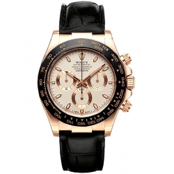 Rolex Cosmograph Daytona Everose Gold Ivory Dial Leather Watch 116515-LNI