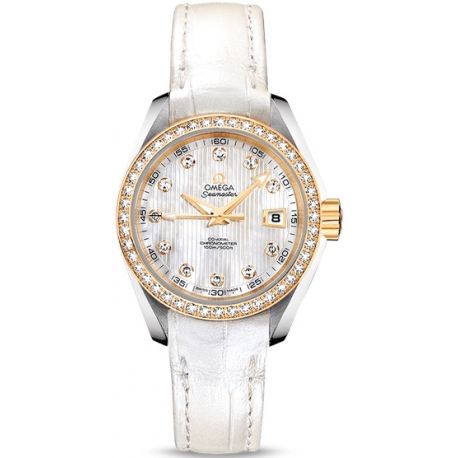 Omega Aqua Terra Womens Gold Diamond Watch 231.28.30.20.55.002