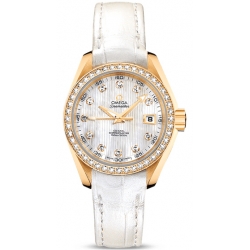 Omega Aqua Terra Womens Gold Diamond Watch 231.58.30.20.55.002