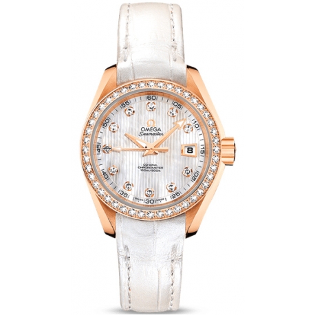 Omega Aqua Terra Womens Gold Diamond Watch 231.58.30.20.55.001