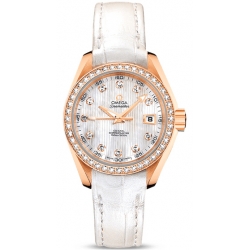 Omega Aqua Terra Womens Rose Gold Diamond Watch 231.58.30.20.55.001