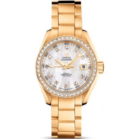 Omega Aqua Terra Womens Gold Diamond Watch 231.55.30.20.55.002