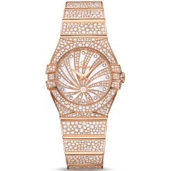 Omega Luxury Edition Rose Gold Diamond Womens Watch 123.55.27.60.55.009