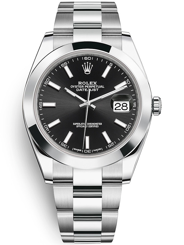 Brise Medicin Påstand 126300 Rolex Datejust 41 Steel Black Dial Smooth Oyster Watch
