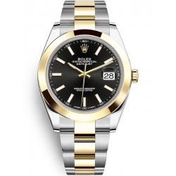 Rolex Datejust 41 Steel Yellow Gold Black Dial Oyster Watch 126303