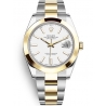 126303-0015 Rolex Datejust Steel 18K Yellow Gold White Dial Oyster Watch 41mm