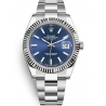 126334-0001 Rolex Datejust Steel 18K White Gold Blue Dial Fluted Bezel Oyster Watch 41mm