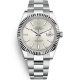 Rolex Datejust 41 Steel White Gold Silver Dial Fluted Bezel Oyster Watch 126334