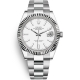 Rolex Datejust 41 Steel White Gold White Dial Fluted Bezel Oyster Watch 126334