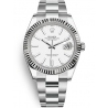 126334-0009 Rolex Datejust Steel 18K White Gold White Dial Fluted Bezel Oyster Watch 41mm