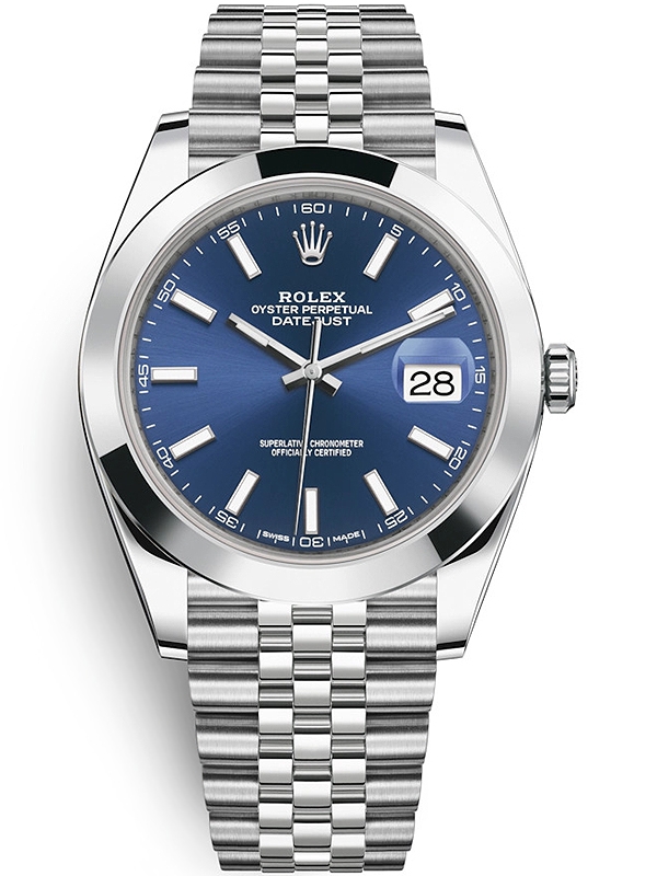 126300 Rolex 41 Steel Blue Dial Smooth Watch