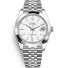 126300-0006 Rolex Datejust Steel White Dial Smooth Bezel Jubilee Watch 41mm