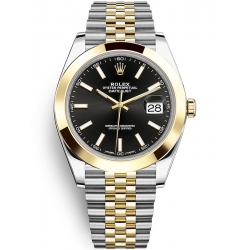 Rolex Datejust 41 Steel Yellow Gold Black Dial Jubilee Watch 126303