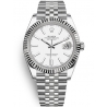 126334-0010 Rolex Datejust Steel White Gold White Dial Fluted Bezel Jubilee Watch 41mm