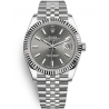 126334-0014 Rolex Datejust Steel White Gold Dark Rhodium Dial Fluted Bezel Jubilee Watch 41mm