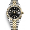 126333-0014 Rolex Datejust Steel 18K Yellow Gold Black Dial Fluted Bezel Jubilee Watch 41mm