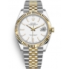 126333-0016 Rolex Datejust Steel 18K Yellow Gold White Dial Fluted Bezel Jubilee Watch 41mm
