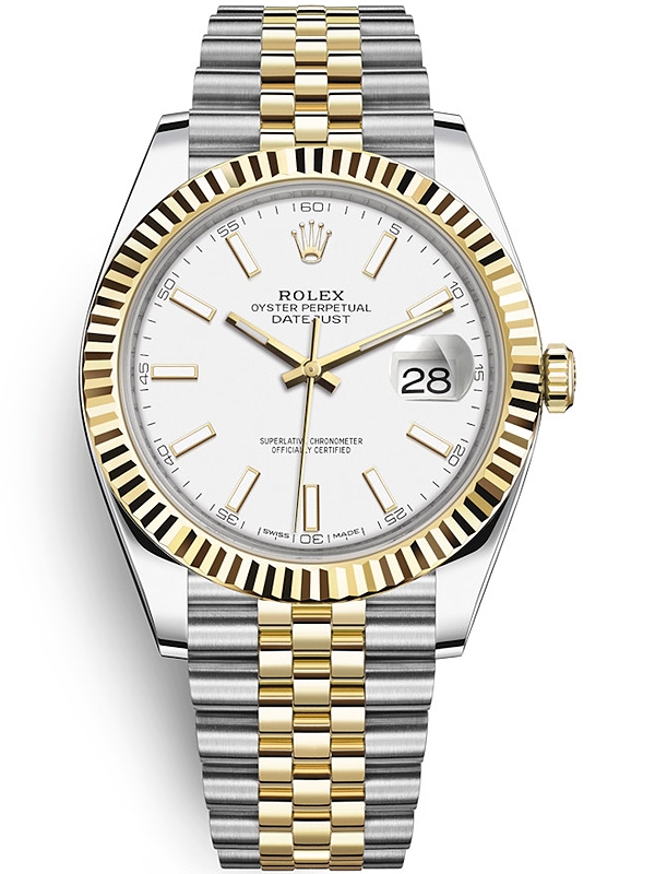 Rolex Datejust 41 White Gold and Steel Silver Index Fluted Bezel (Ref#126334)