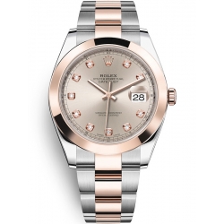 126301-0007 Rolex Datejust Steel 18K Everose Gold Diamond Sundust Dial Oyster Watch 41mm
