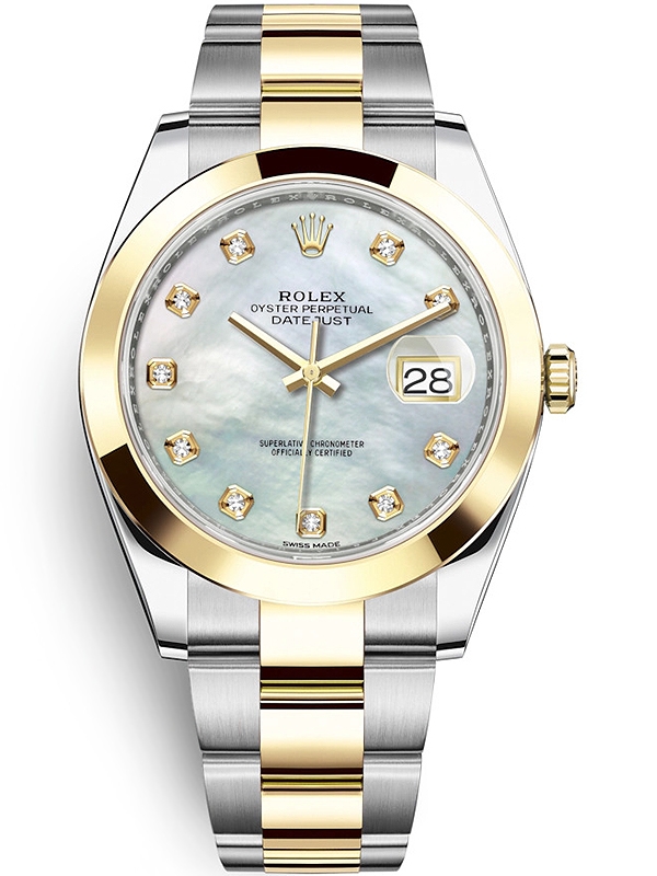 126303 Rolex Datejust 41 Steel Yellow Diamond MOP Oyster Watch