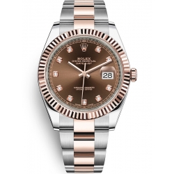 Rolex Datejust 41 Steel Everose Gold Diamond Chocolate Dial Oyster Watch 126331