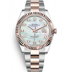 Rolex Datejust 41 Steel Everose Gold Diamond MOP Dial Oyster Watch 126331