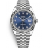 126334-0016 Rolex Datejust Steel 18K White Gold Diamond Blue Dial Fluted Jubilee Watch 41mm