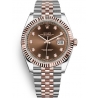 126331-0004 Rolex Datejust Steel 18K Everose Gold Diamond Chocolate Dial Fluted Jubilee Watch 41mm