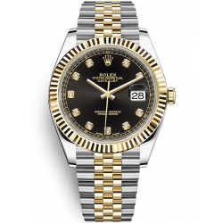 Rolex Datejust 41 Steel Yellow Gold Diamond Black Dial Jubilee Watch 126333