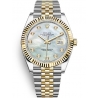 126333-0018 Rolex Datejust Steel 18K Yellow Gold Diamond MOP Dial Fluted Jubilee Watch 41mm