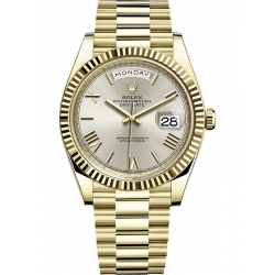 Rolex Day-Date 40 Yellow Gold Silver Dial President Watch 228238