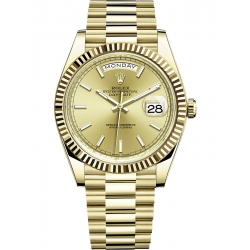 228238-0003 Rolex Day-Date 40 Yellow Gold Index Champagne Dial President Watch