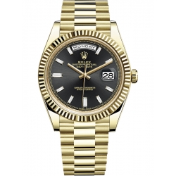 Rolex Day-Date 40 Yellow Gold Diamond Black Dial President Watch 228238