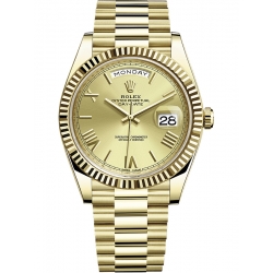 228238-0006 Rolex Day-Date 40 Yellow Gold Roman Numerals Champagne Dial President Watch