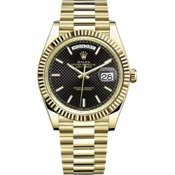 Rolex Day-Date 40 Yellow Gold Diagonal Black Dial President Watch 228238