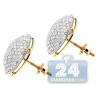 Womens Diamond Pave Round Stud Earrings 14K Yellow Gold 1.70 ct