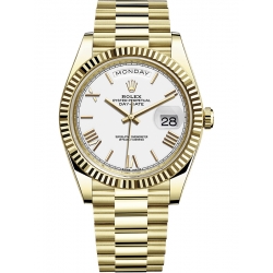 228238-0042 Rolex Day-Date 40 Yellow Gold Roman Numerals White Dial President Watch