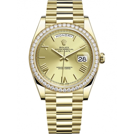 228348RBR-0003 Rolex Day-Date Yellow Diamond Champagne Watch