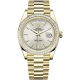 Rolex Day-Date 40 Yellow Gold Trapezoid Diamond Bezel Diagonal Silver Dial President Watch 228398TBR