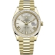 Rolex Day-Date 40 Yellow Gold Trapezoid Diamond Bezel Silver Dial President Watch 228398TBR