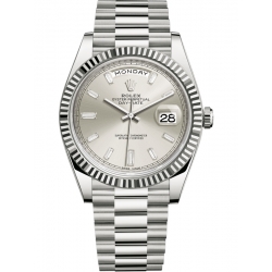 228239-0003 Rolex Day-Date 40 White Gold Diamond Silver Dial President Watch