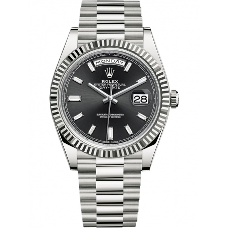 228239-0005 Rolex Day-Date 40 White Gold Diamond Black Dial President Watch