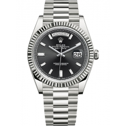 Rolex Day-Date 40 White Gold Diamond Black Dial President Watch 228239