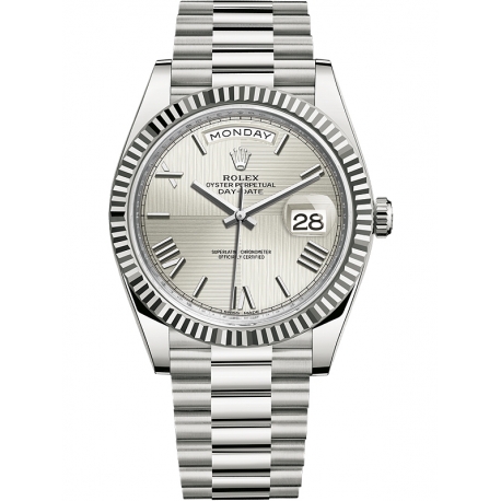 228239-0006 Rolex Day-Date 40 White Gold Quadrant Silver Dial President Watch